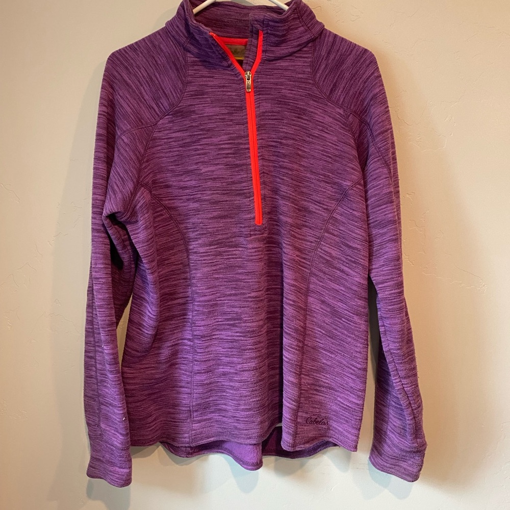 Cabela's Purple Quarter Zip Pullover Purple Neon Pink Activewear Athleisure XL
